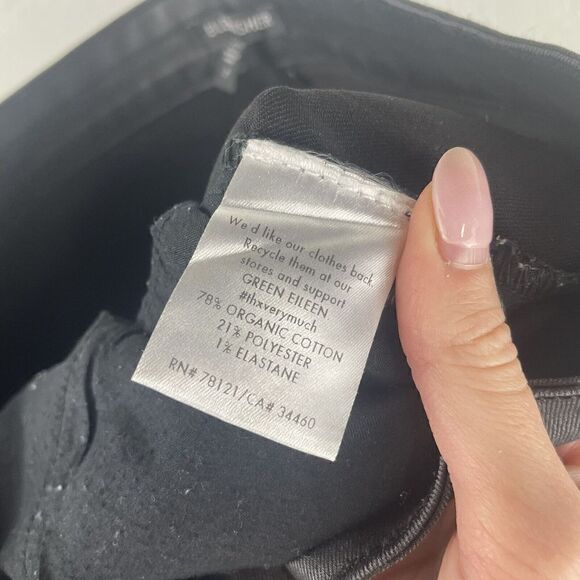 Eileen Fisher Organic Cotton Coated Shiny  Black Mid-Rise Skinny Jeans  Size 2 - Picture 5 of 7